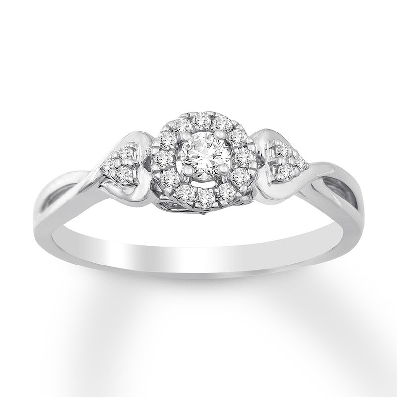 Main Image 1 of Previously Owned Diamond & Natural Pink Sapphire Promise Ring 1/5 carat tw Sterling Silver