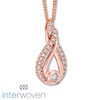 Thumbnail Image 3 of Previously Owned Interwoven Diamond Necklace 1/5 ct tw Round-cut 10K Rose Gold