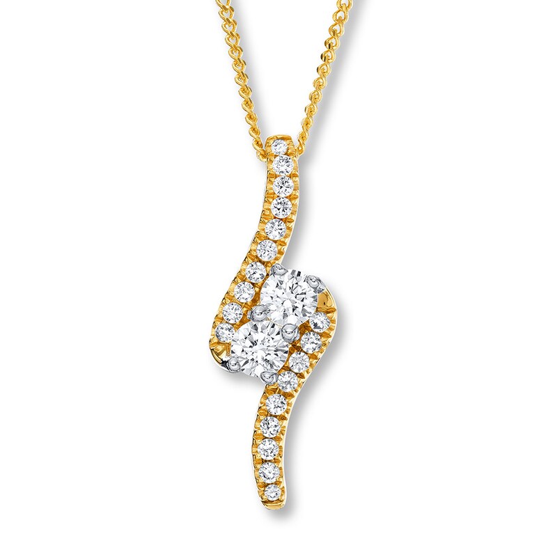Main Image 1 of Previously Owned Ever Us Two-Stone Necklace 1/2 ct tw Diamonds 14K Yellow Gold
