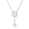 Thumbnail Image 1 of Previously Owned Diamond Bolo Necklace 3/4 ct tw Round-cut 14K White Gold