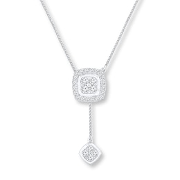 Previously Owned Diamond Bolo Necklace 3/4 ct tw Round-cut 14K White Gold