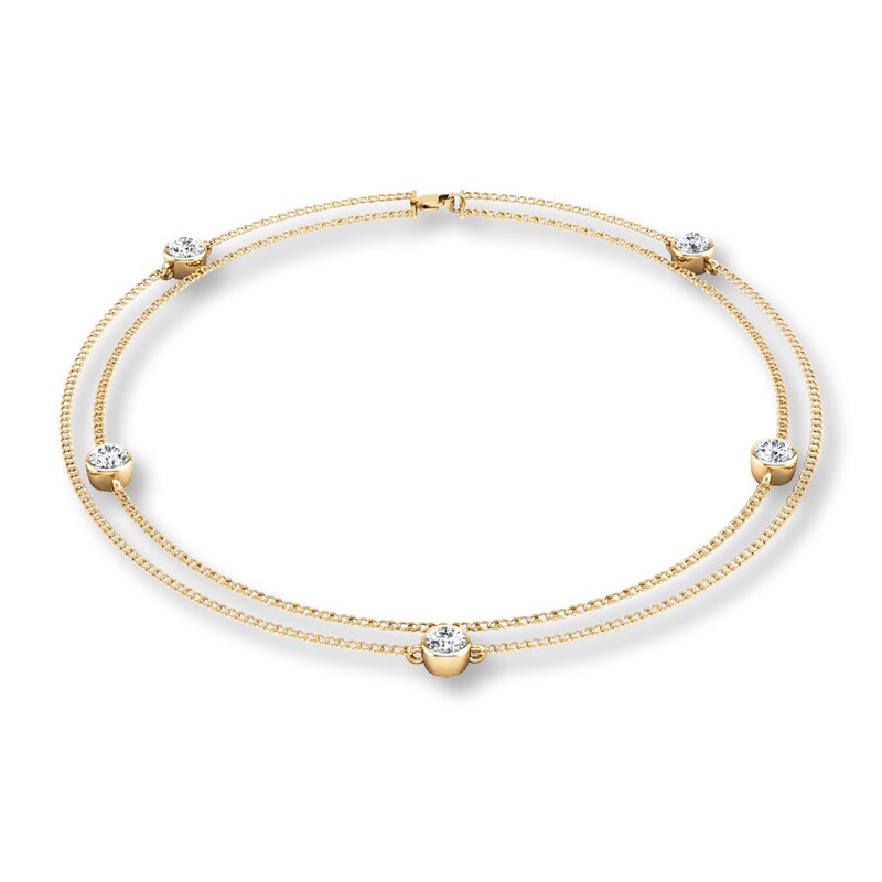 Main Image 1 of Previously Owned Diamond Bracelet 1/4 ct tw Round Bezel-set 10K Yellow Gold