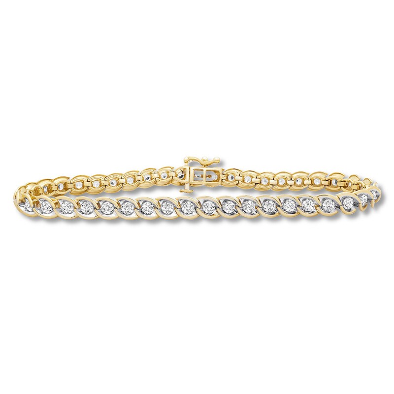 Main Image 1 of Previously Owned Diamond Bracelet 3 carat tw Round 14K Yellow Gold