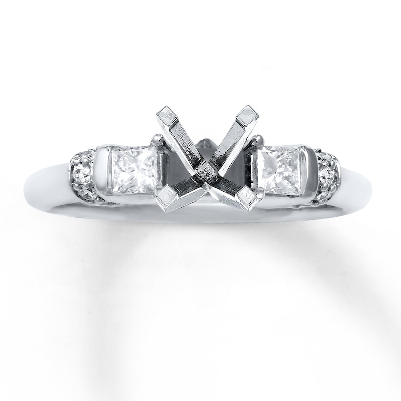 Main Image 1 of Previously Owned Diamond Ring Setting 1/3 ct tw Princess-cut/Round Platinum