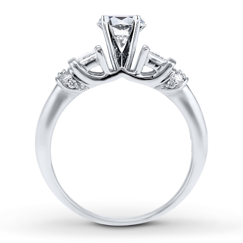 Main Image 2 of Previously Owned Diamond Ring Setting 1/3 ct tw Princess-cut/Round Platinum