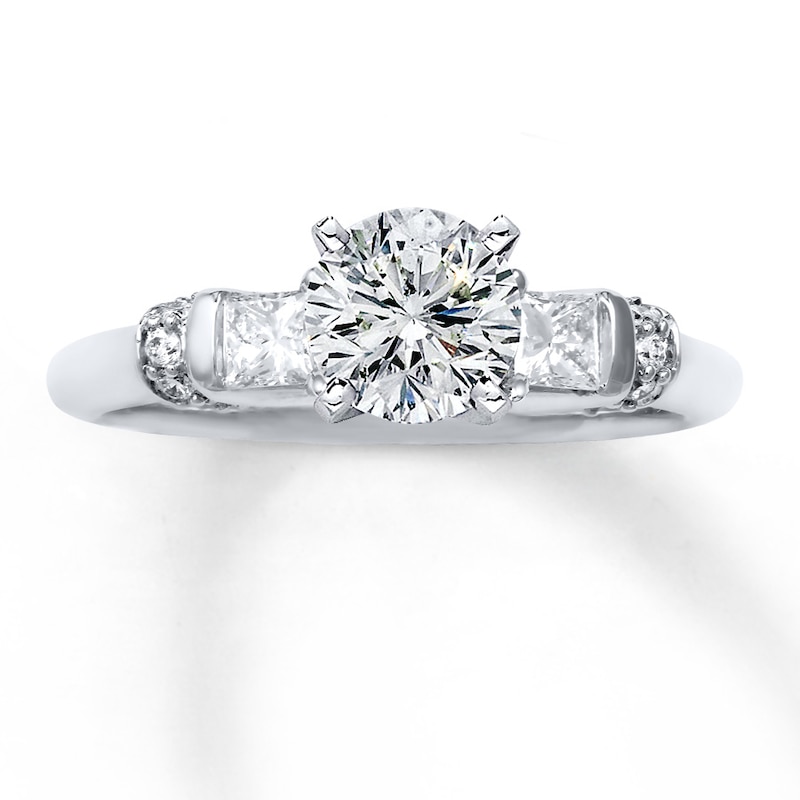 Main Image 3 of Previously Owned Diamond Ring Setting 1/3 ct tw Princess-cut/Round Platinum