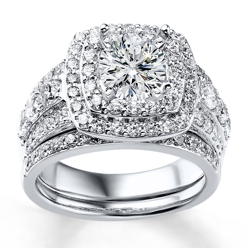 Main Image 3 of Previously Owned Diamond Bridal Setting 1-7/8 ct tw Round 14K White Gold