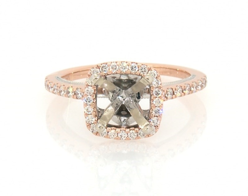 Main Image 1 of Previously Owned Natalie K Diamond Cushion Halo Engagement Ring Setting 1/3 ct tw 14K Two-Tone Gold