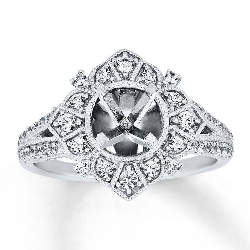 Main Image 1 of Previously Owned Diamond Ring Setting 1/2 ct tw Round-cut 14K White Gold