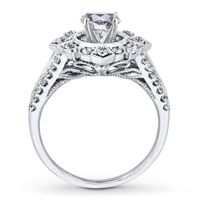 Main Image 2 of Previously Owned Diamond Ring Setting 1/2 ct tw Round-cut 14K White Gold