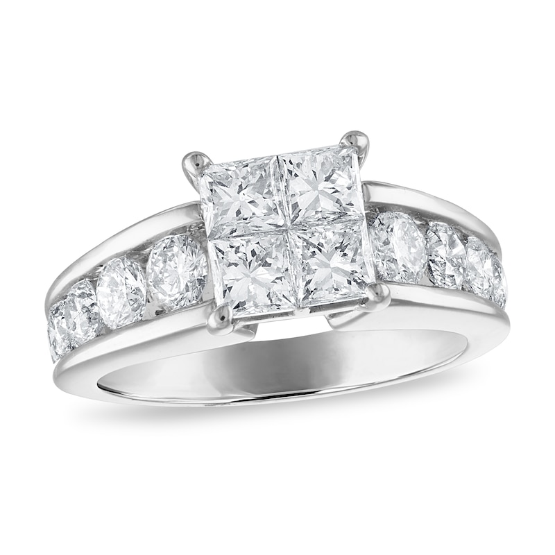 Main Image 1 of Previously Owned Diamond Engagement Ring 2-1/2 ct tw Princess/Round 14K White Gold