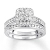 Thumbnail Image 1 of Previously Owned Diamond Bridal Set 1-1/8 ct tw Princess/Round 14K White Gold