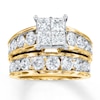 Thumbnail Image 1 of Previously Owned Diamond Bridal Set 4 ct tw Princess-cut 14K Yellow Gold
