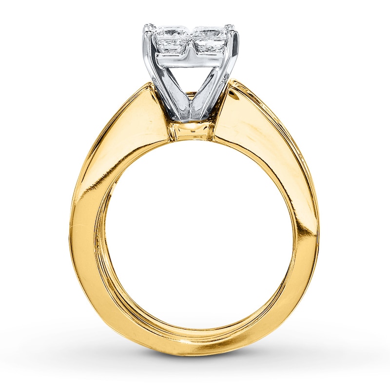 Main Image 2 of Previously Owned Diamond Bridal Set 4 ct tw Princess-cut 14K Yellow Gold