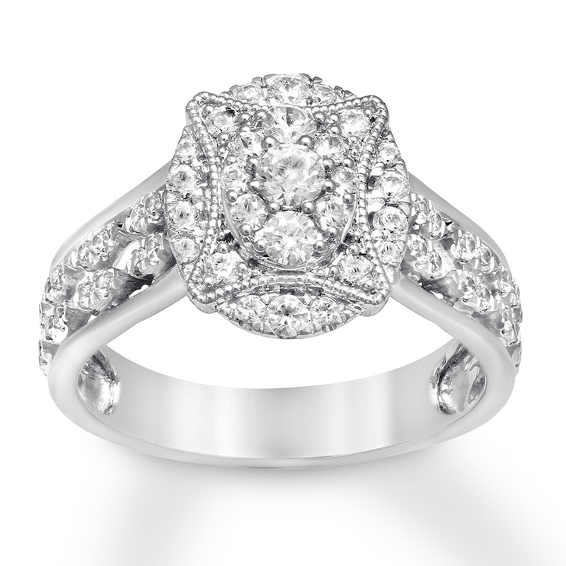 Main Image 1 of Previously Owned Diamond Engagement Ring 3/4 ct tw Round-cut 14K White Gold