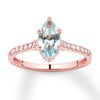 Thumbnail Image 1 of Previously Owned Aquamarine Engagement Ring 1/3 ct tw Diamonds 14K Rose Gold