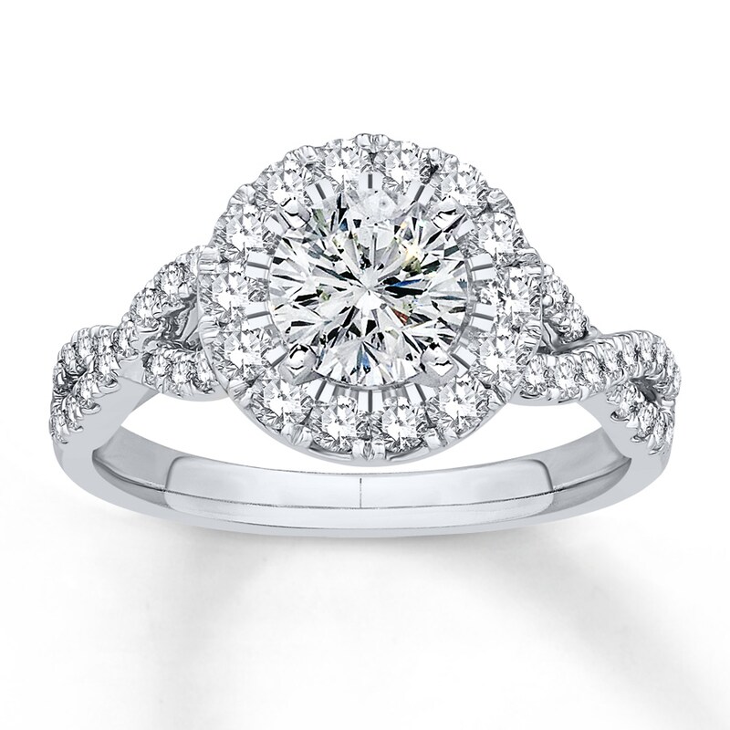 Main Image 3 of Previously Owned Colorless Diamond Ring Setting 3/4 ct tw Round 14K White Gold