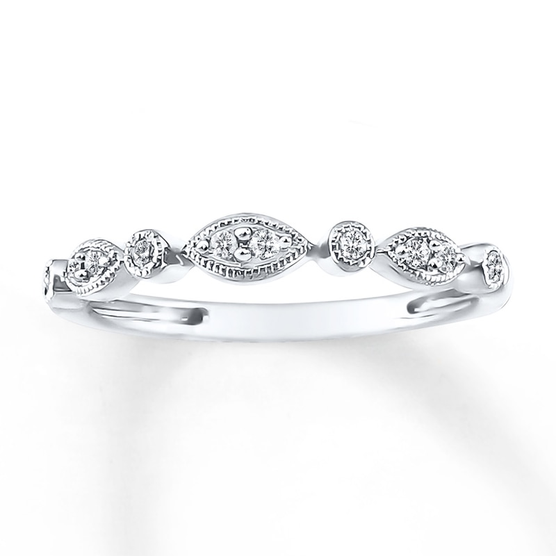 Main Image 1 of Previously Owned Diamond Anniversary Band 1/10 ct tw Round-cut 10K White Gold