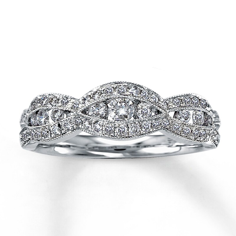 Main Image 1 of Previously Owned Diamond Anniversary Ring 1/2 ct tw 14K White Gold