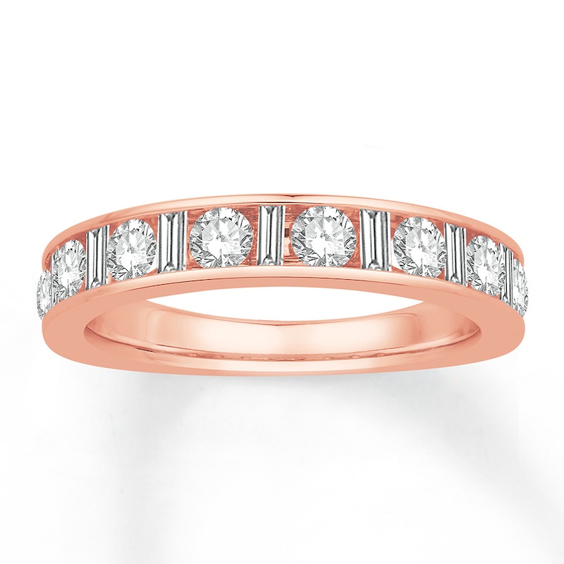Main Image 1 of Previously Owned Diamond Anniversary Band 1 ct tw Round/Baguette 14K Rose Gold