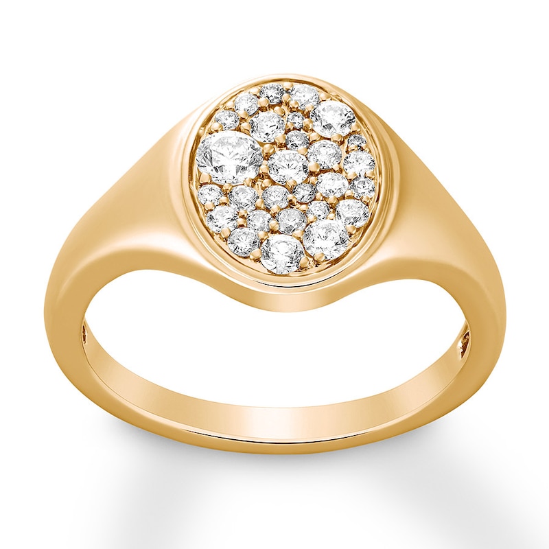 Main Image 1 of Previously Owned House of Virtruve Signet Ring 1/2 ct tw Diamonds 14K Yellow Gold
