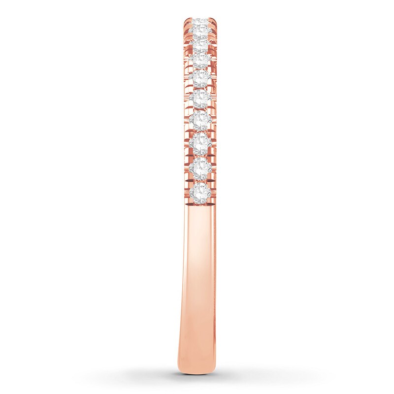 Main Image 3 of Previously Owned Colorless Diamond Band 1/4 ct tw Round-cut 14K Rose Gold