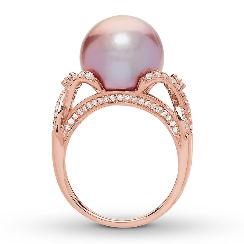 Main Image 2 of Previously Owned Honora Cultured Pearl Ring 1/2 carat tw Diamonds 14K Rose Gold