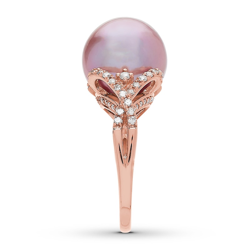 Main Image 3 of Previously Owned Honora Cultured Pearl Ring 1/2 carat tw Diamonds 14K Rose Gold