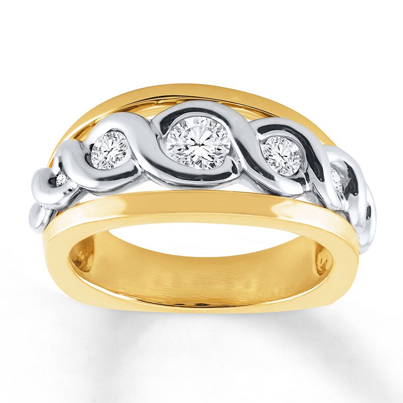 Main Image 1 of Previously Owned Diamond Band 1/2 ct tw Round 18K Two-Tone Gold
