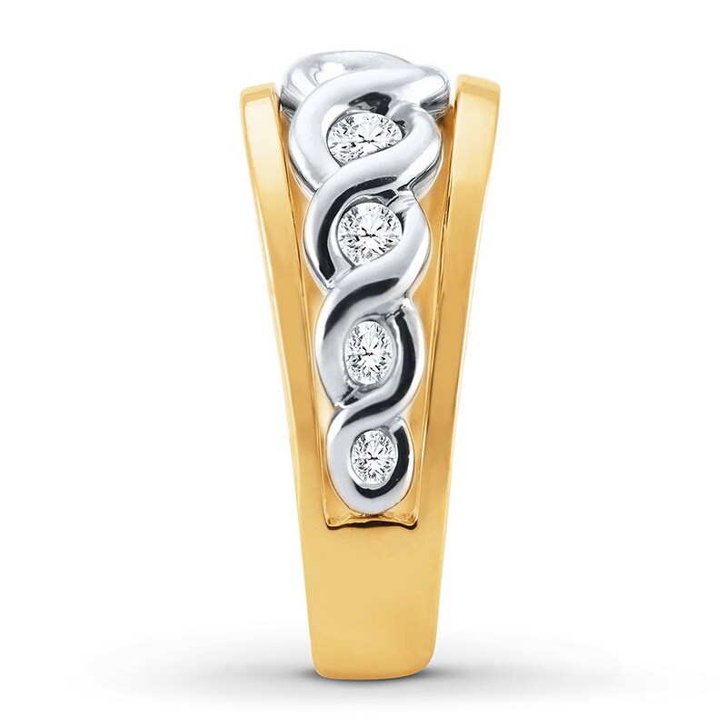 Main Image 3 of Previously Owned Diamond Band 1/2 ct tw Round 18K Two-Tone Gold