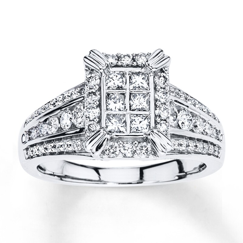 Main Image 1 of Previously Owned Diamond Ring 1 ct tw Princess-cut 14K White Gold