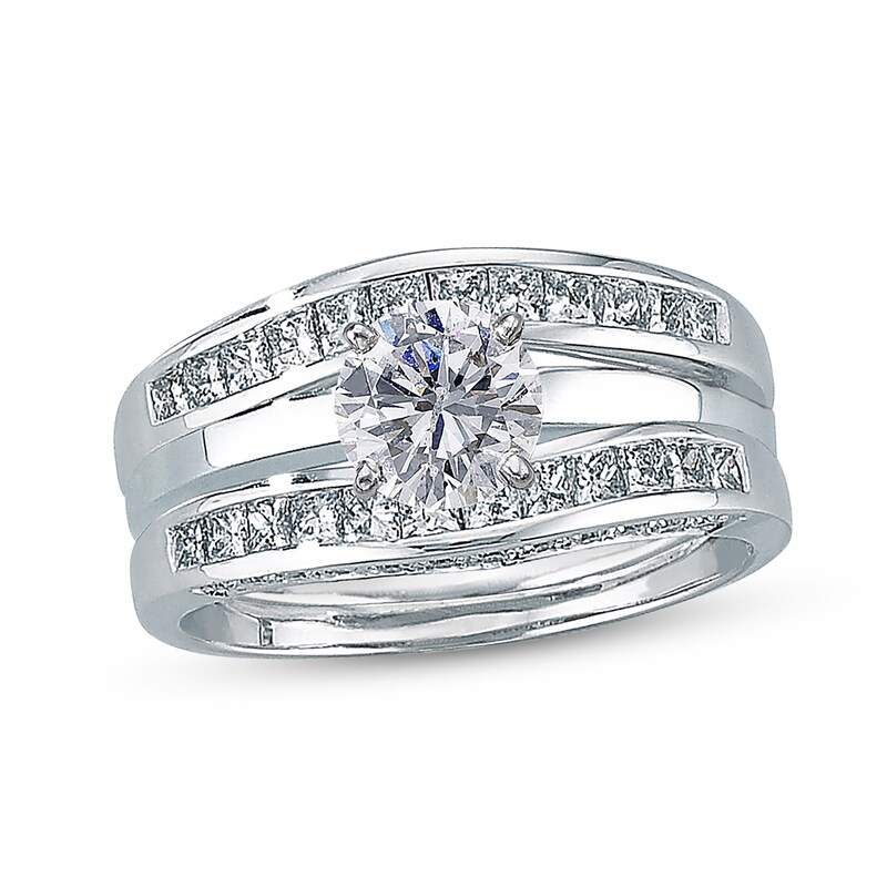 Main Image 3 of Previously Owned Diamond Enhancer Ring 3/4 ct tw Round/Princess-cut 14K White Gold