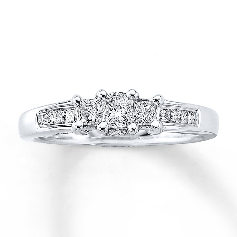 Previously Owned Diamond 3-Stone Ring 1/2 ct tw Princess 14K White Gold