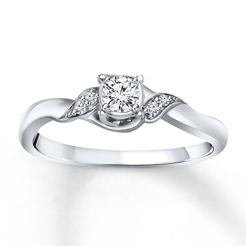 Main Image 1 of Previously Owned Diamond Promise Ring 1/5 ct tw Round-cut 10K White Gold