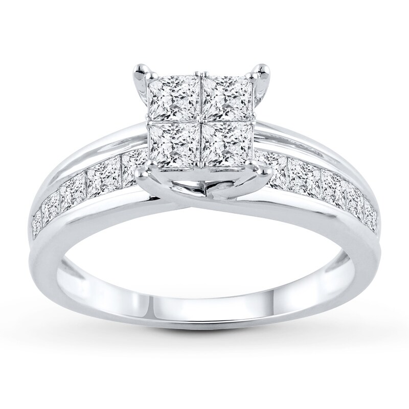 Main Image 1 of Previously Owned Diamond Engagement Ring 1-1/2 ct tw Princess-cut 14K White Gold