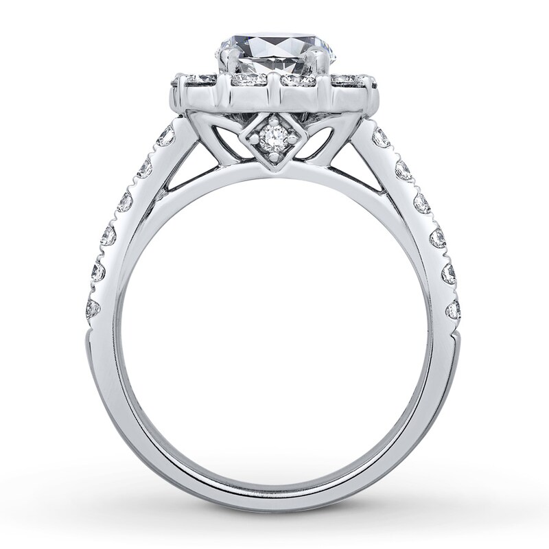 Main Image 2 of Previously Owned Colorless Diamond Ring Setting 1-1/2 ct tw Round 14K White Gold