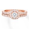 Thumbnail Image 4 of Previously Owned Diamond Bridal Set 1/2 carat tw Round-cut 14K Rose Gold