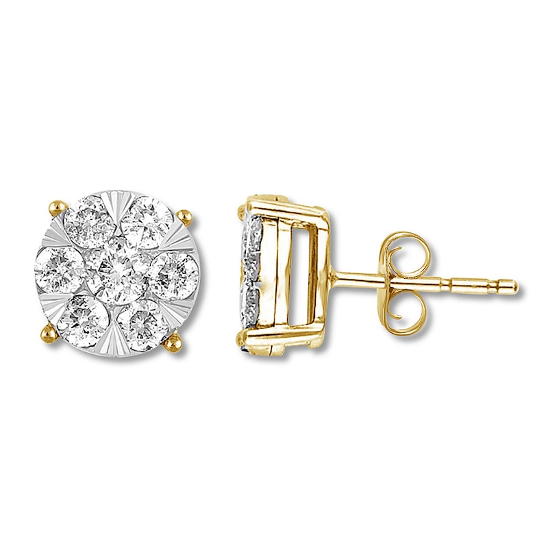 Previously Owned Diamond Earrings 1/2 carat tw Round 10K Two-Tone Gold