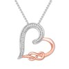 Thumbnail Image 1 of Previously Owned Diamond Heart Knot Necklace 1/15 ct tw Sterling Silver/10K Rose Gold