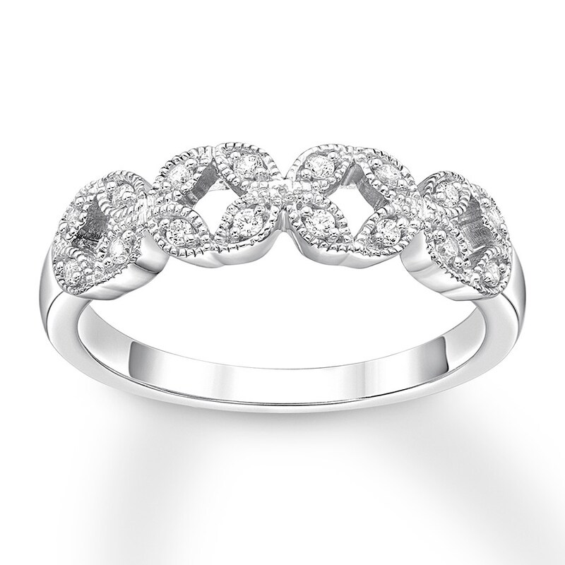 Main Image 1 of Previously Owned Diamond Stackable Ring 1/10 ct tw Round-cut 10K White Gold