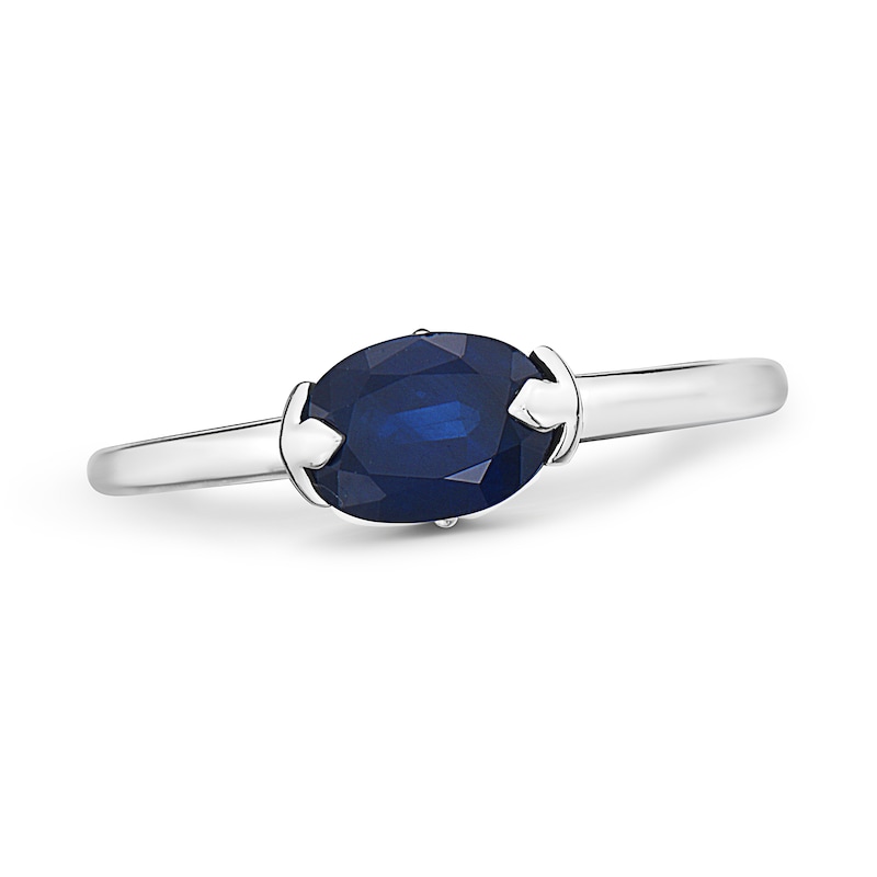 Main Image 1 of Previously Owned Natural Blue Sapphire Ring 10K White Gold