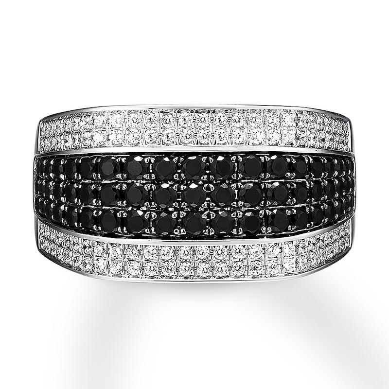 Previously Owned Black & White Diamond Men's Ring 1-1/2 ct tw 10K White Gold