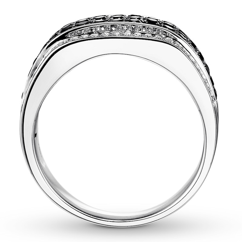 Main Image 2 of Previously Owned Black & White Diamond Men's Ring 1-1/2 ct tw 10K White Gold