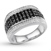 Thumbnail Image 4 of Previously Owned Black & White Diamond Men's Ring 1-1/2 ct tw 10K White Gold