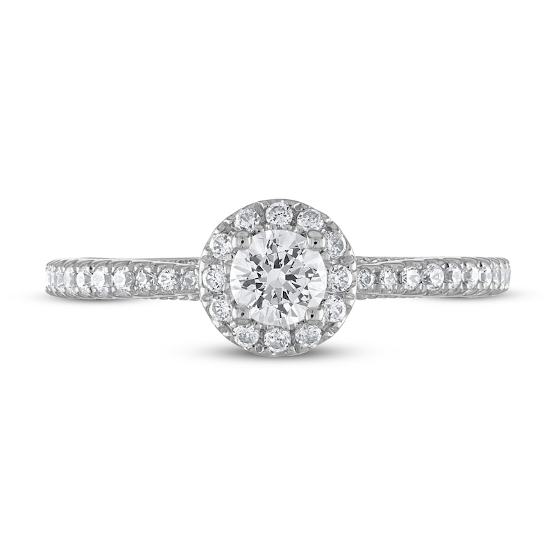 Main Image 3 of Previously Owned Vera Wang WISH Diamond Engagement Ring 5/8 ct tw Round 14K White Gold