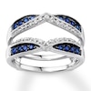 Thumbnail Image 1 of Previously Owned Natural Sapphire Enhancer Ring 1/5 ct tw Diamonds 14K White Gold