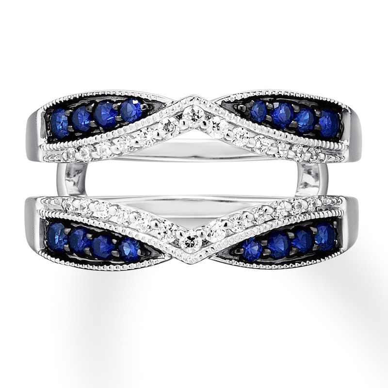 Main Image 4 of Previously Owned Natural Sapphire Enhancer Ring 1/5 ct tw Diamonds 14K White Gold