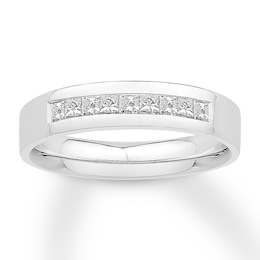 Previously Owned Men's Diamond Band 1/2 carat tw Princess-cut 10K White Gold