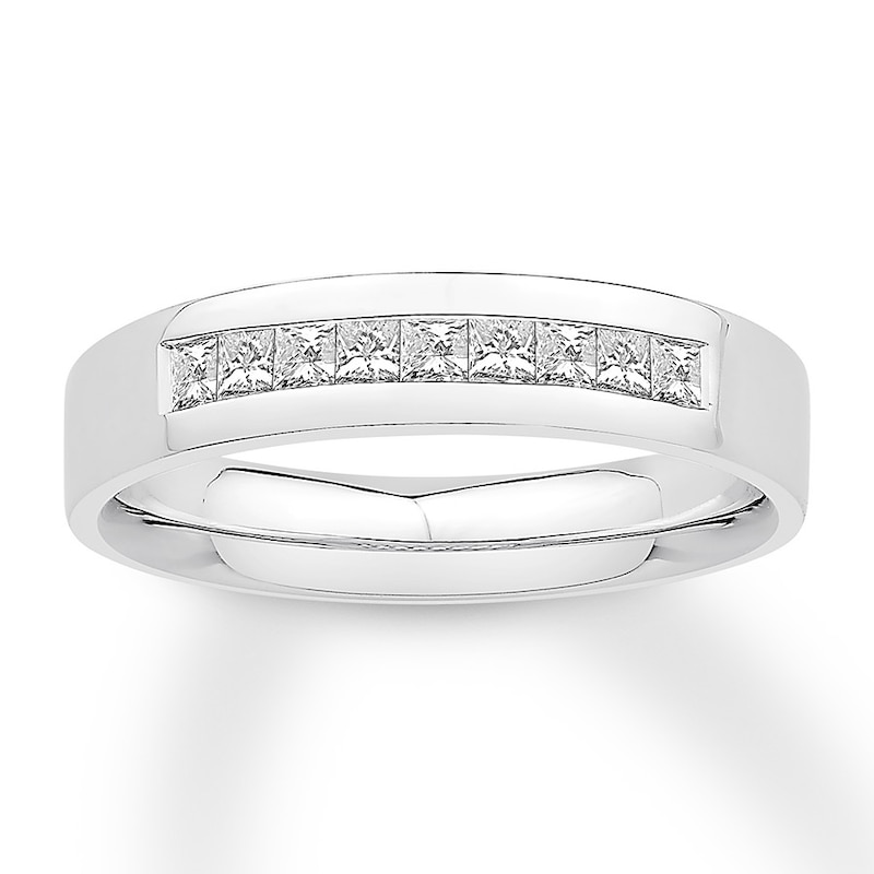 Previously Owned Men's Diamond Band 1/2 carat tw Princess-cut 10K White Gold