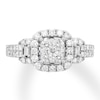 Thumbnail Image 1 of Previously Owned Diamond Engagement Ring 1-1/8 ct tw Round/Baguette 14K White Gold